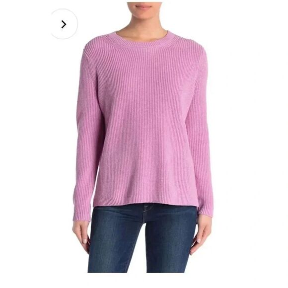 525 America Emma Crewneck Shaker Stitch Sweater Pink Size Medium - Picture 1 of 5